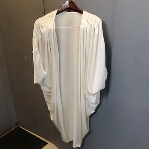 Elegant White Draped Kimono Cardigan